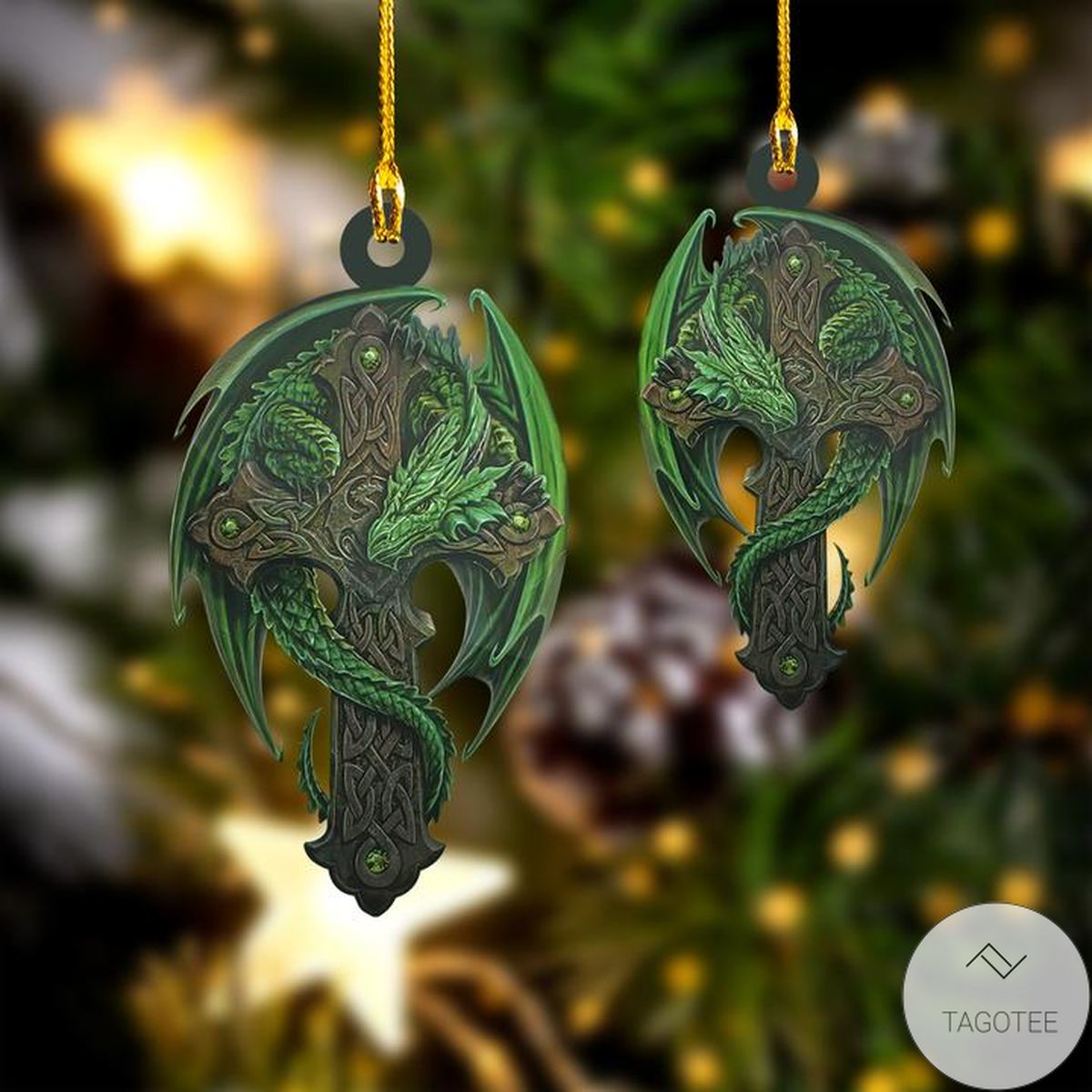 Celtic Cross Dragon Shaped Ornament