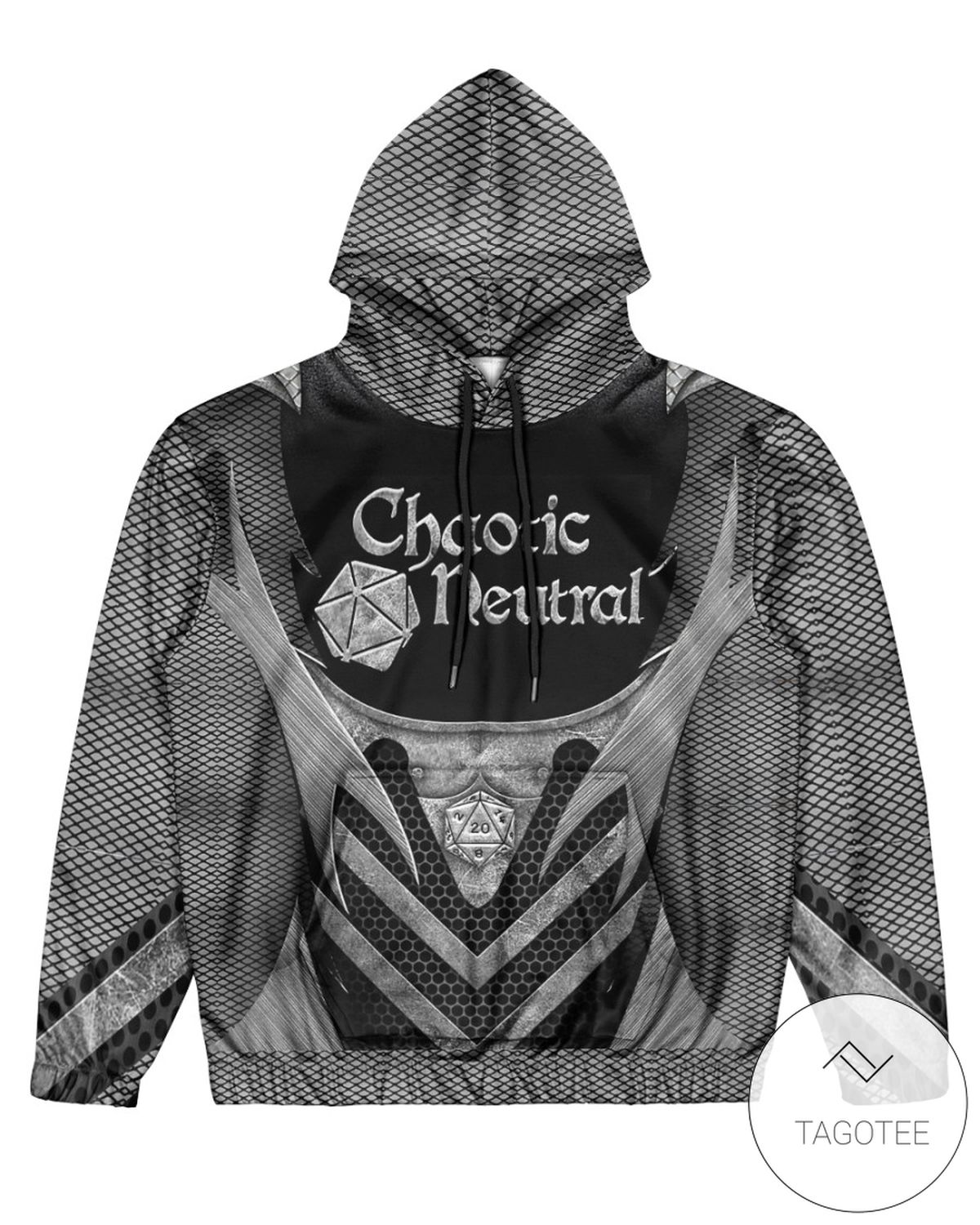 Chaotic Neutral Black DnD Dungeons And Dragons 3d Hoodie