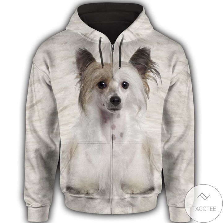Chinese Crested Face All Over Print Unisex Zip Hoodie