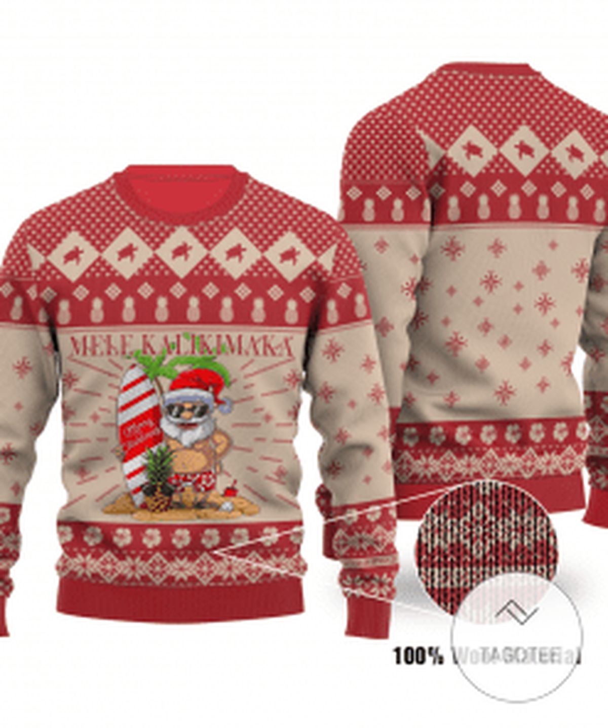 Christmas Aloha Hawaii Mele Kalikimaka Sweatshirt Knitted Ugly Christmas Sweater