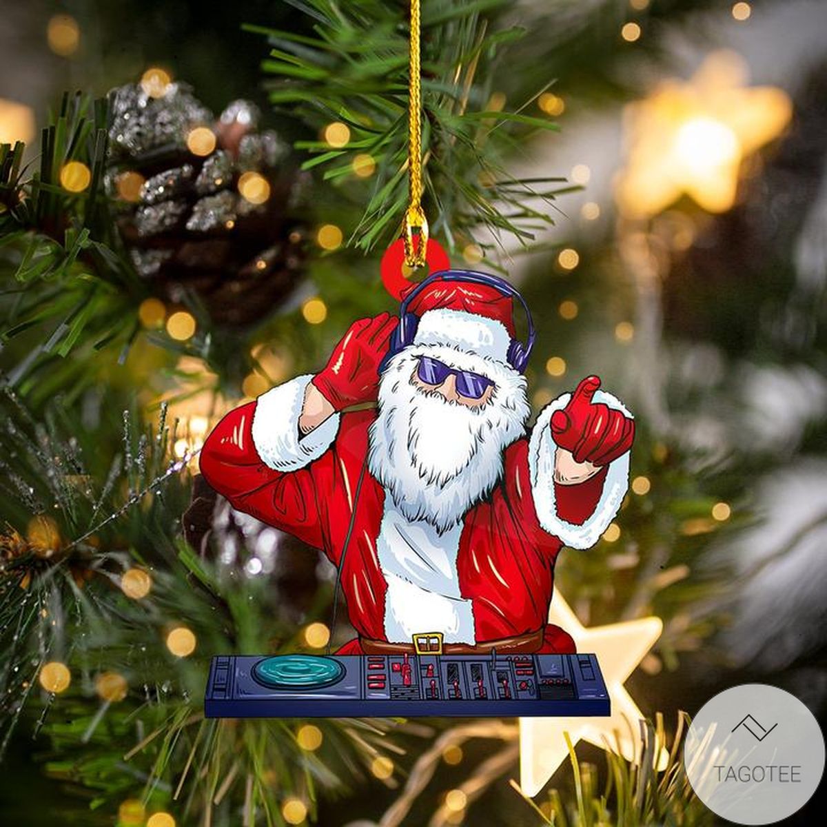 Christmas Dj Party Santa Shaped Ornament
