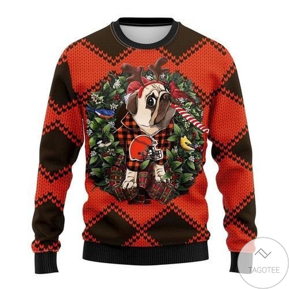 Cleveland Browns Pug Dog Ugly Christmas Sweater