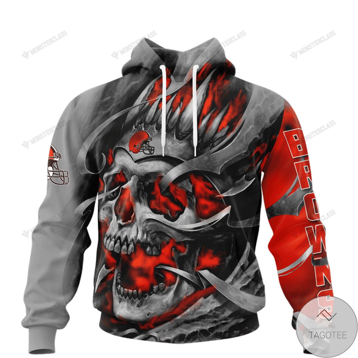 Cleveland Browns Skull Jersey 3d Hoodie