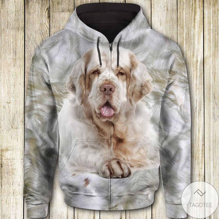 Clumber Spaniel Face All Over Print Unisex Zip Hoodie
