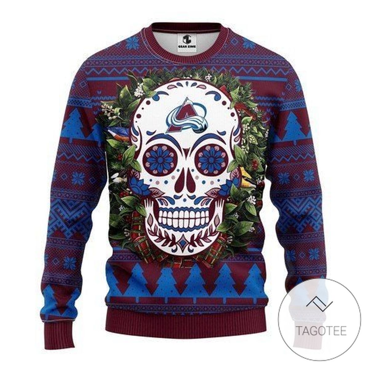 Colorado Avalanche Skull Flower For Unisex Sweatshirt Knitted Ugly Christmas Sweater