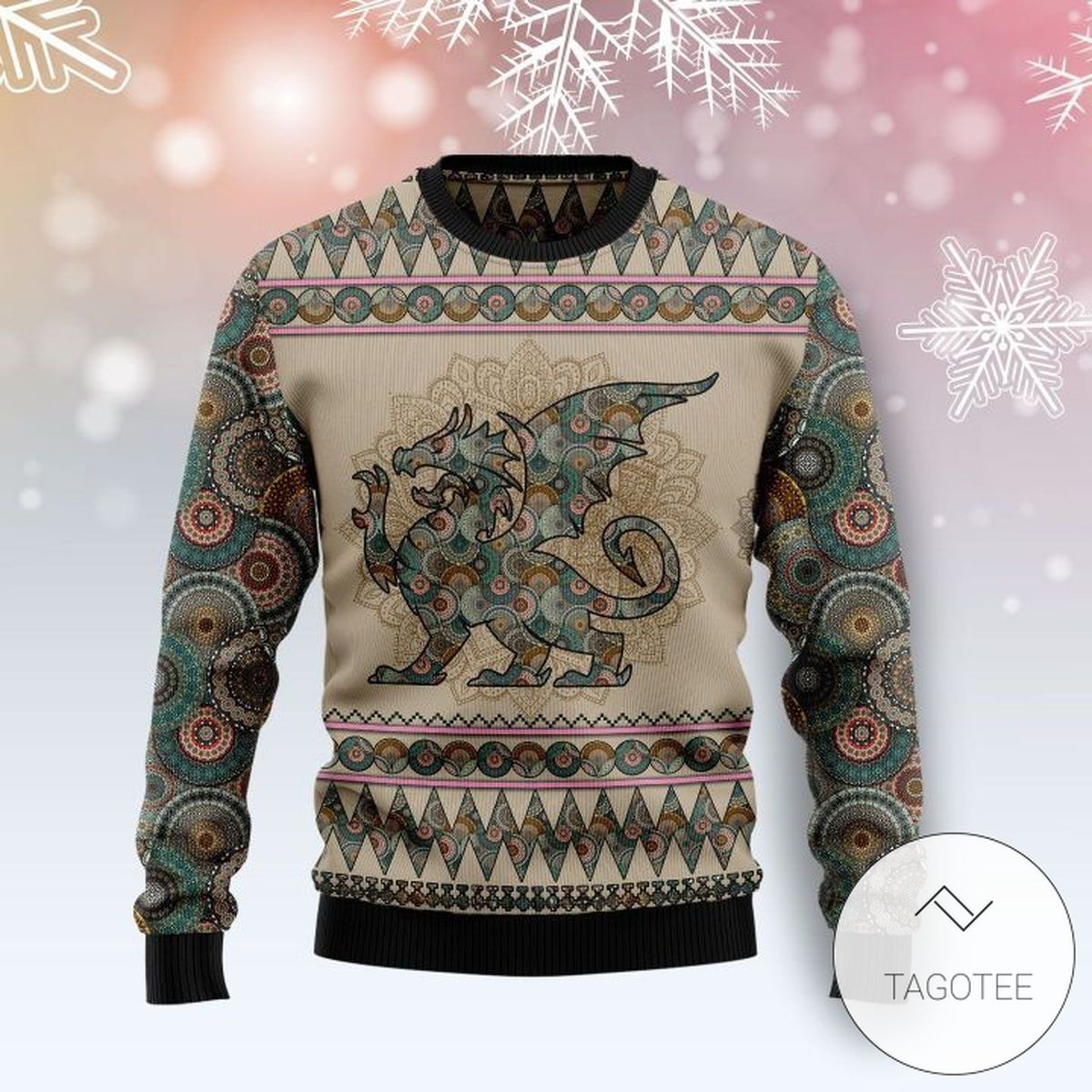 Dragon Mandala Sweatshirt Knitted Ugly Christmas Sweater