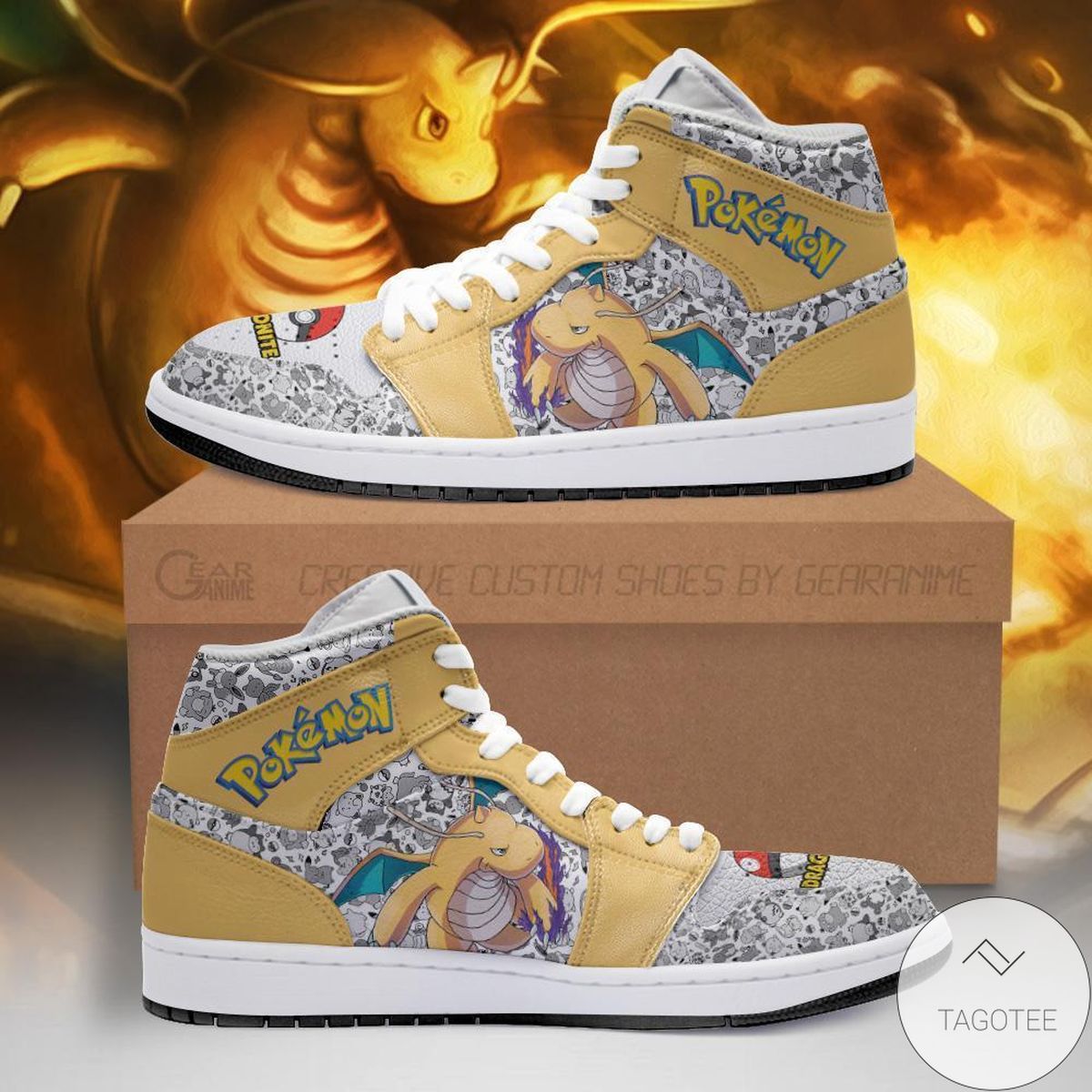 Dragonite Pokemon Air Jordan High Top Shoes