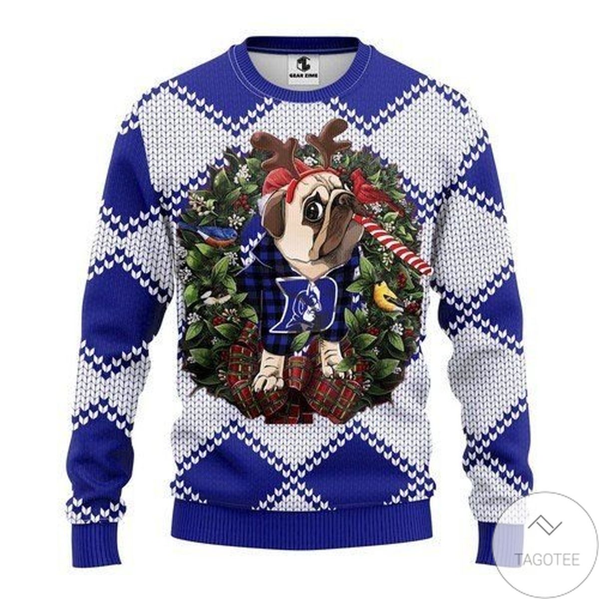 Duke Blue Devils Pug Dog For Unisex Ugly Christmas Sweater