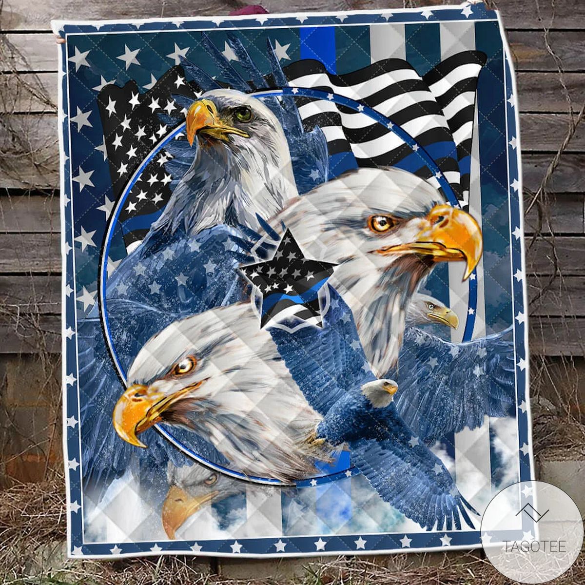 Eagle Thin Blue Line Blanket Quilt