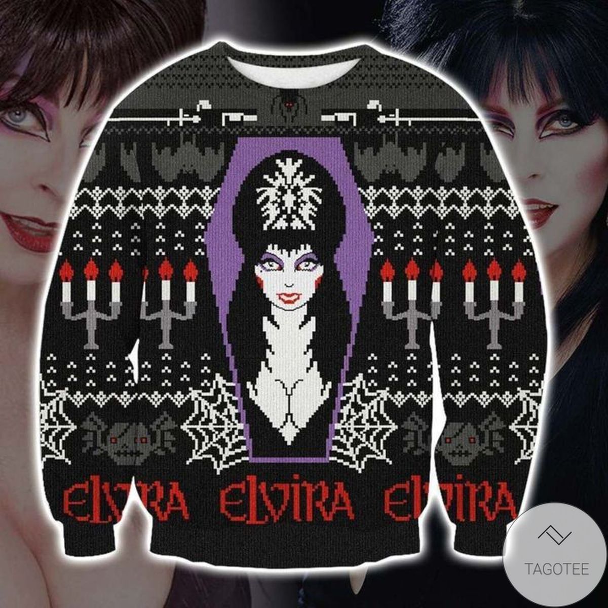 Elvira Mistress Of The Dark 3D Print Ugly Christmas Sweater