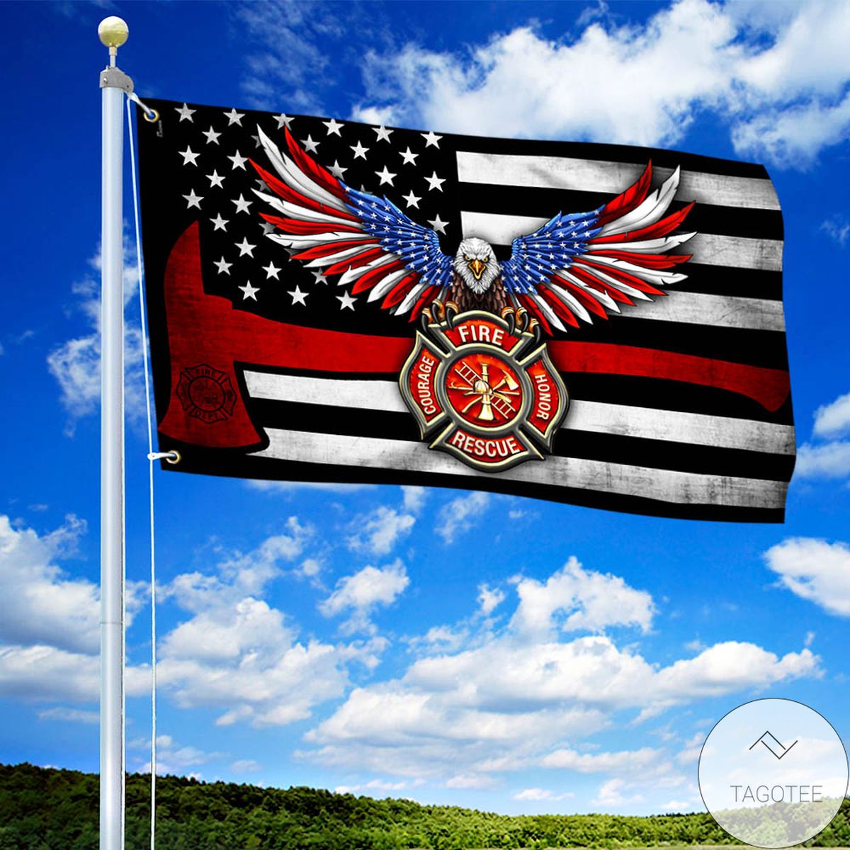 Firefighter Flag The Thin Red Line American Eagle Flag