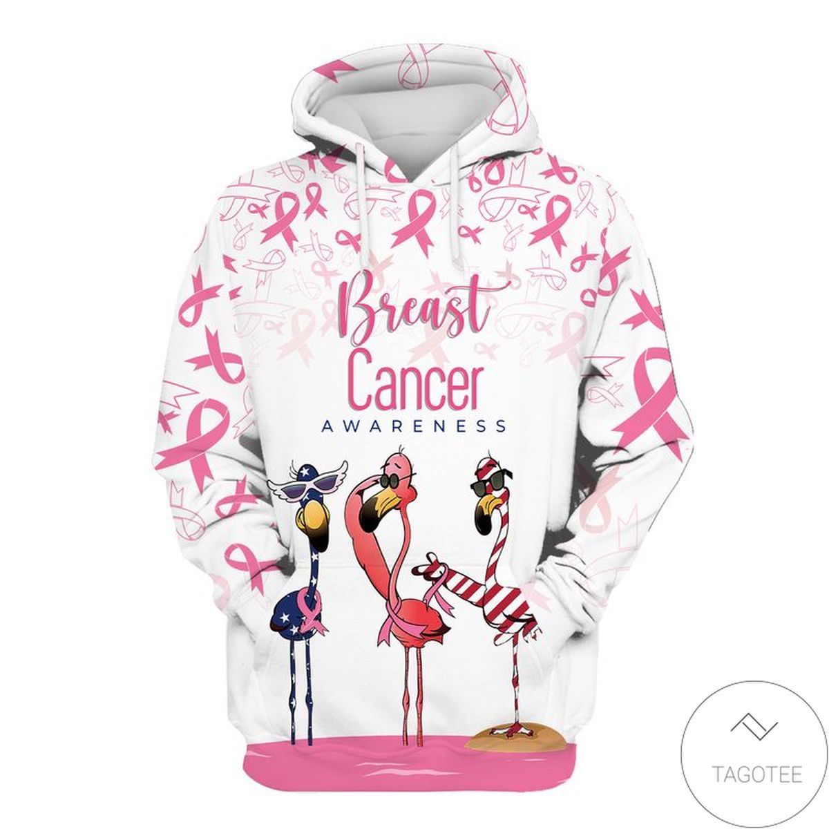 Flamingo Breast Cancer Awareness Pink Ribbon Hoodie