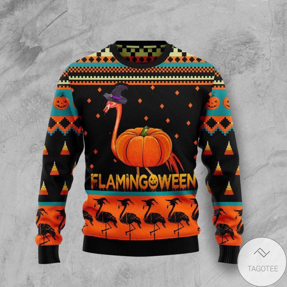 Flamingoween Pumpkin Ugly Christmas Sweater