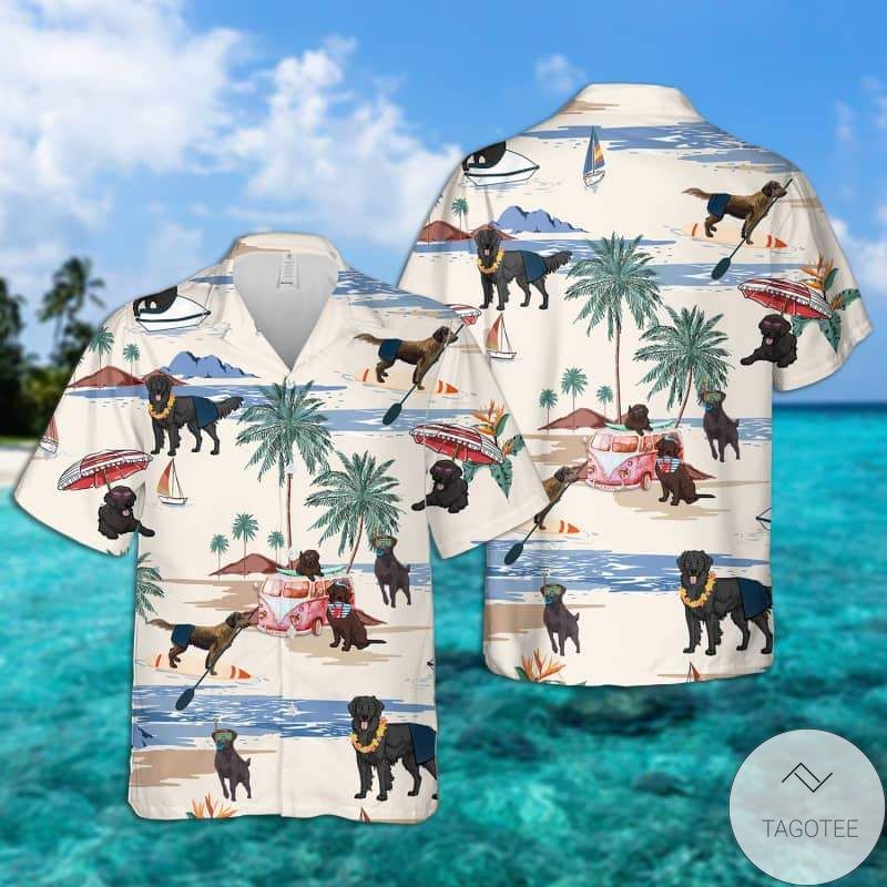 Flat-Coated Retriever Summer Beach Hawaiian Shirt