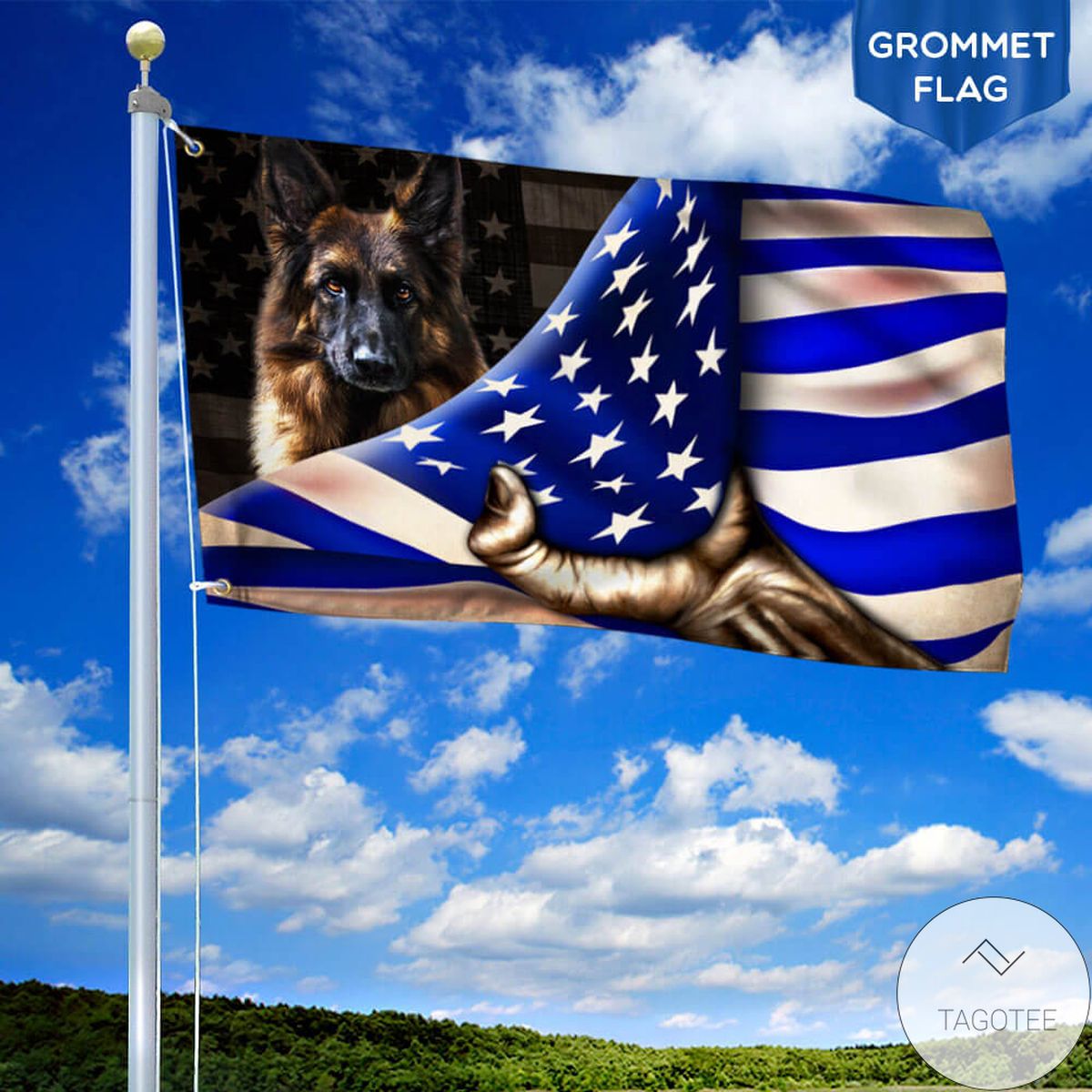 German Shepherd Police Dog K9 The Thin Blue Line Flag