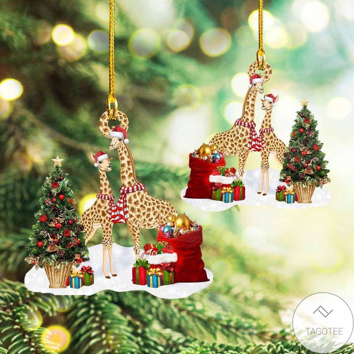 Giraffes Mom And Baby Christmas Shaped Ornament