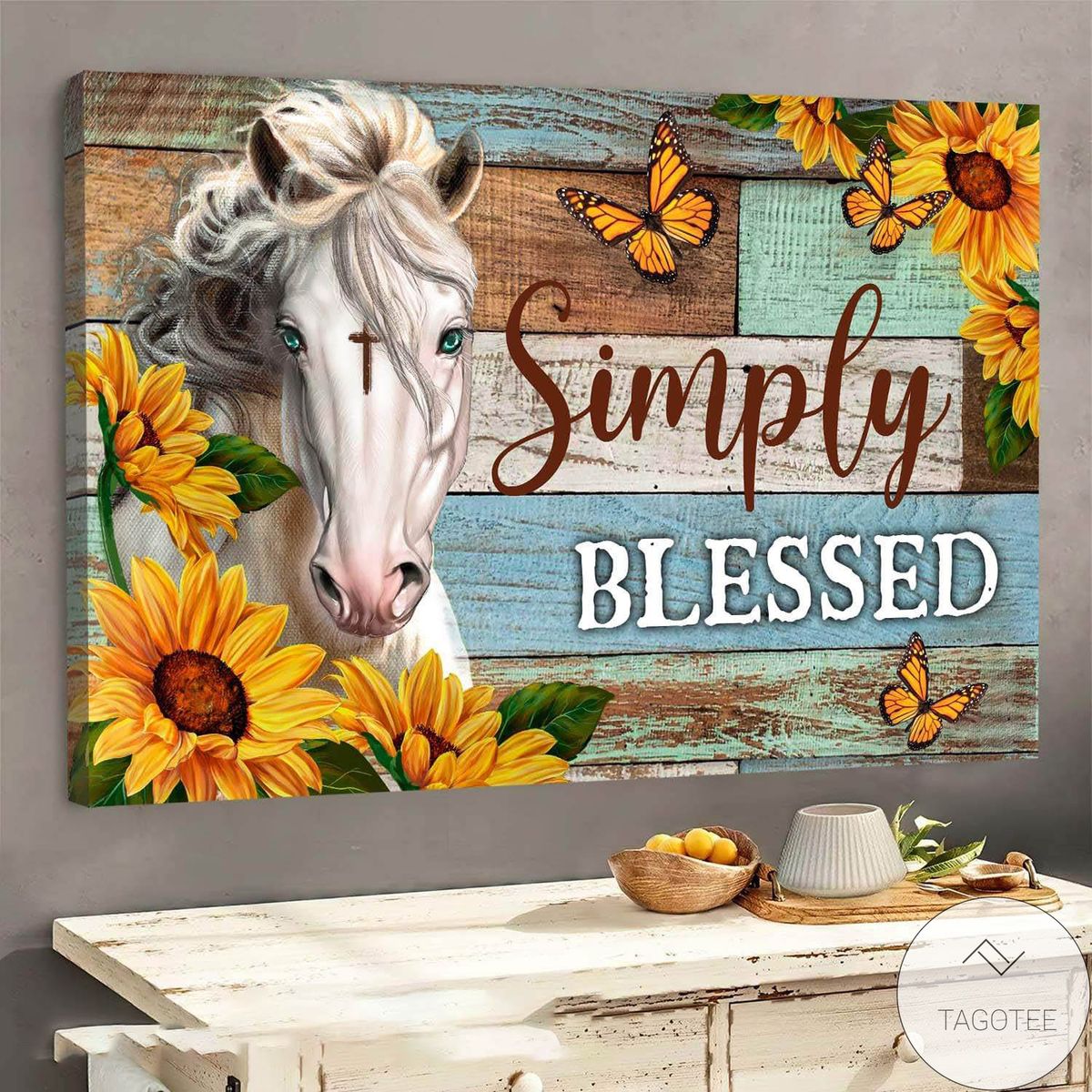 Gorgeous Horse Simply Blessed Jesus Canvas