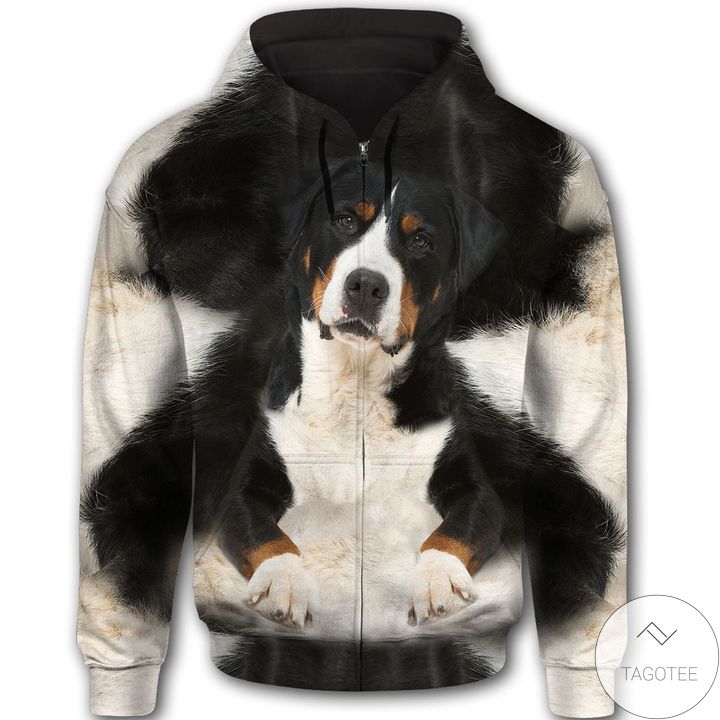 Greater Swiss Cute Face All Over Print Unisex Zip Hoodie