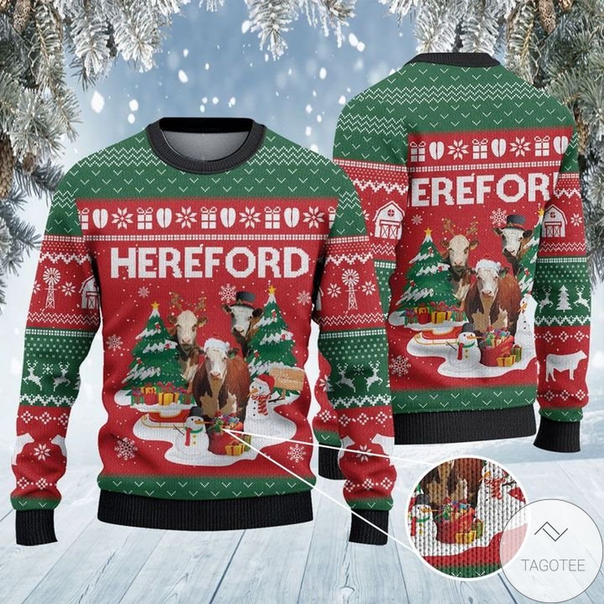 Hereford Cattle Lovers Christmas Tree Ugly Christmas Sweater