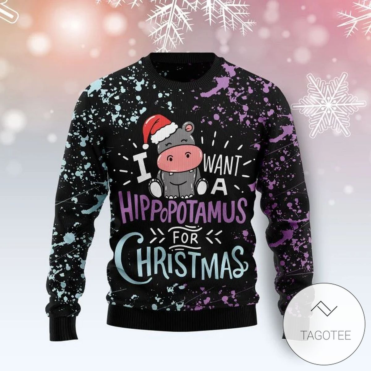 Hippo Christmas Sweatshirt Knitted Ugly Christmas Sweater