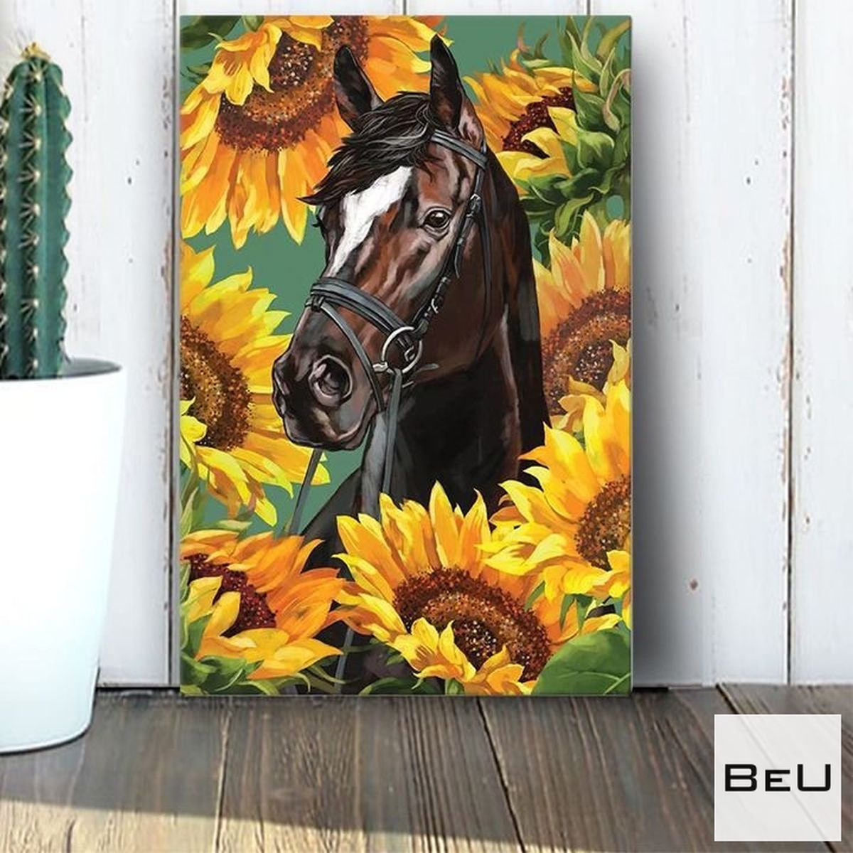 Horse With Sunflower Poster