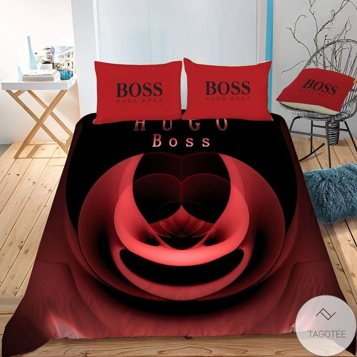 Hugo Boss Logo Red Bedding Set
