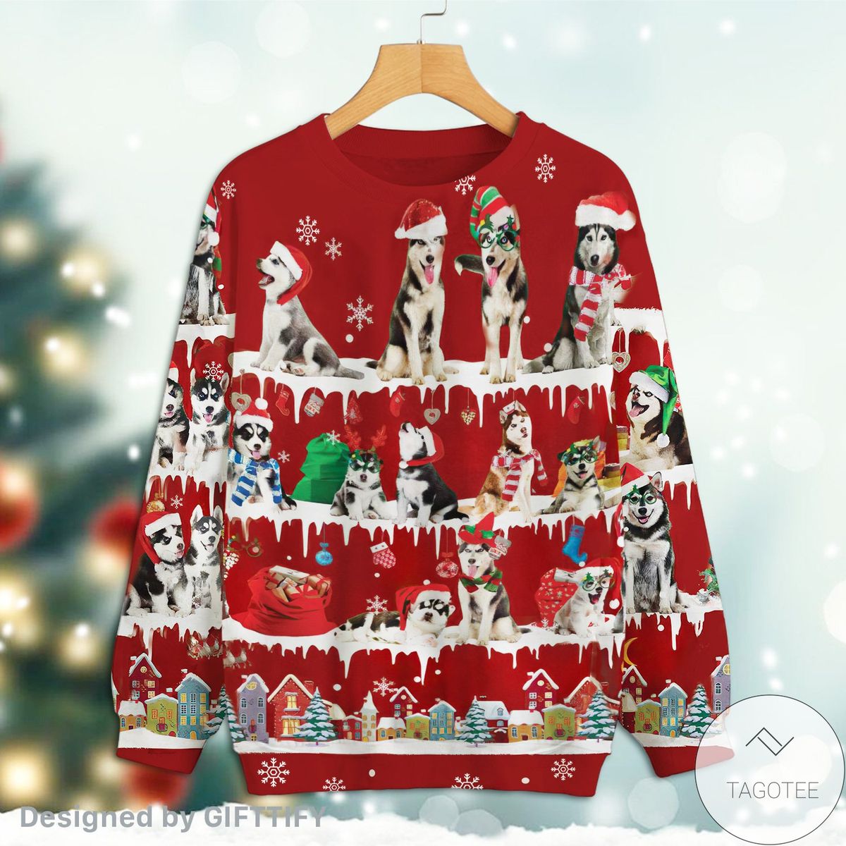 Husky Snow Christmas Premium Sweatshirt