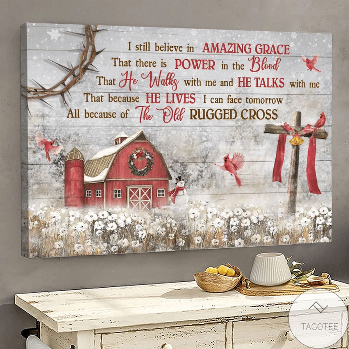 I Still Believe In Amazing Grace Cardinal Farmhouse Winter Canvas