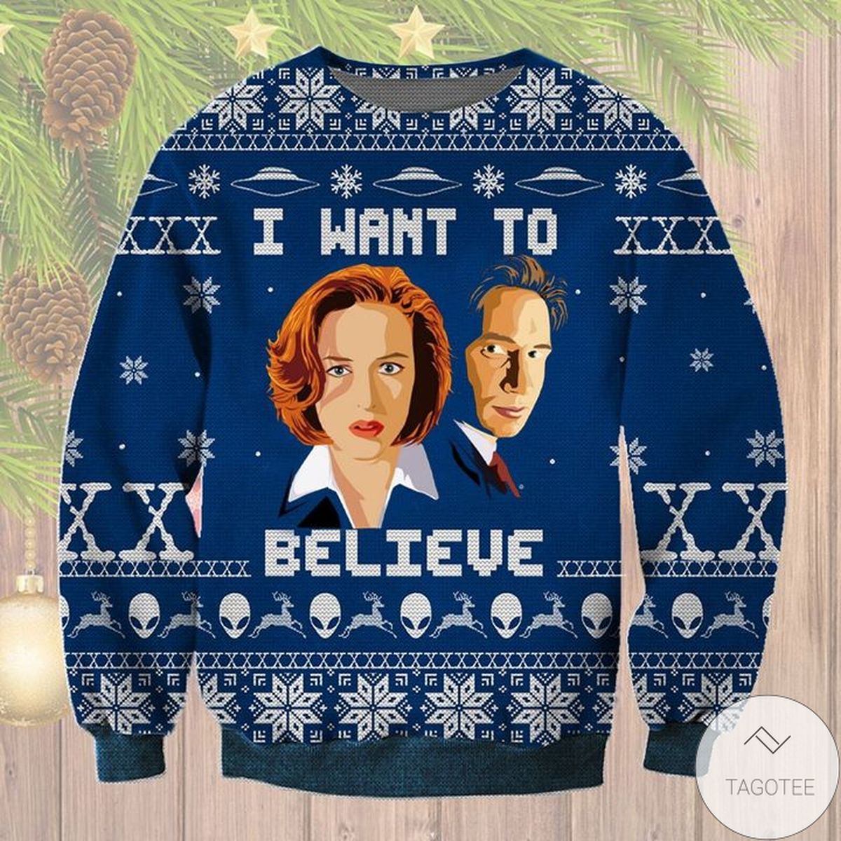 I Want To Believe Blue Ugly Christmas Sweater