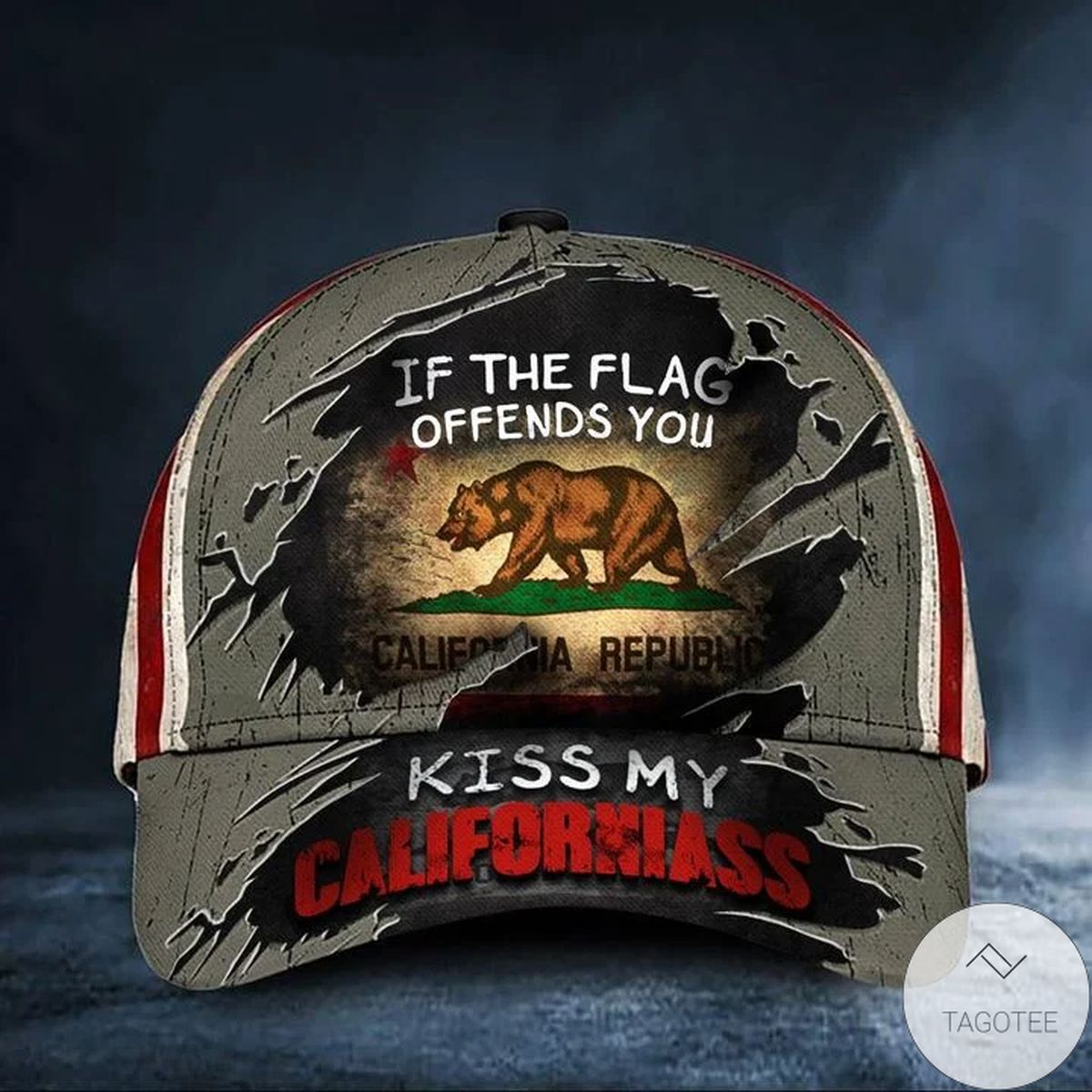 If The Flag Offends You Kiss My Californiass Cap USA Flag Bear California Republic Hat Vintage
