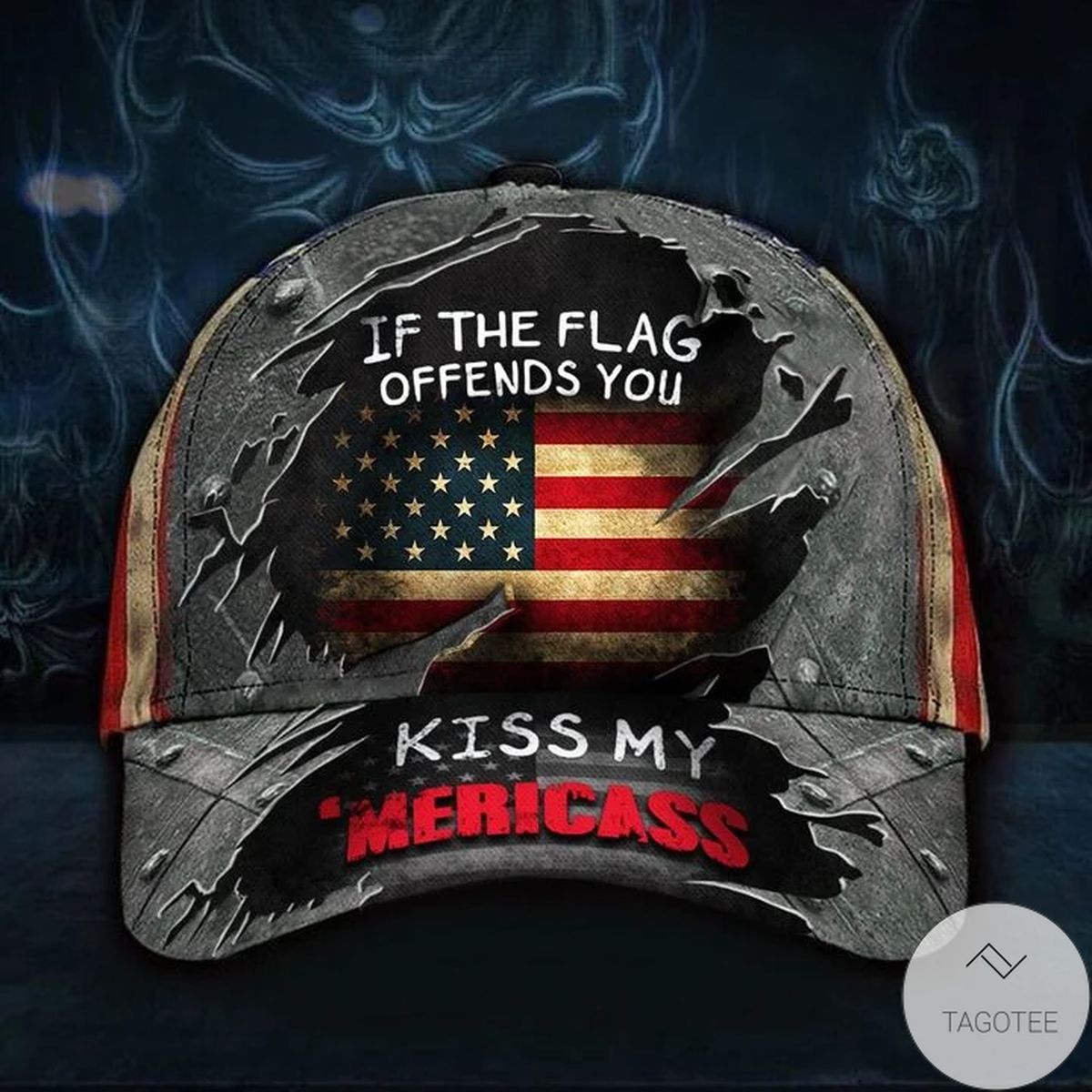 If The Flag Offends You Kiss My 'Mericass Hat Patriotic Funny American Flag Vintage Cap