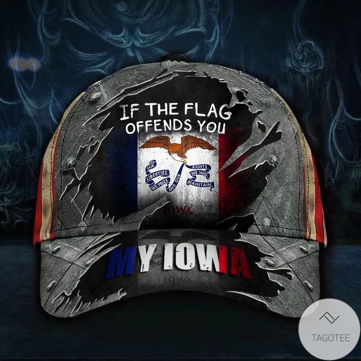 If The Flag Offends You My Iowa Hat Vintage USA Flag Cap Unique Patriot Grandfather Gift Ideas