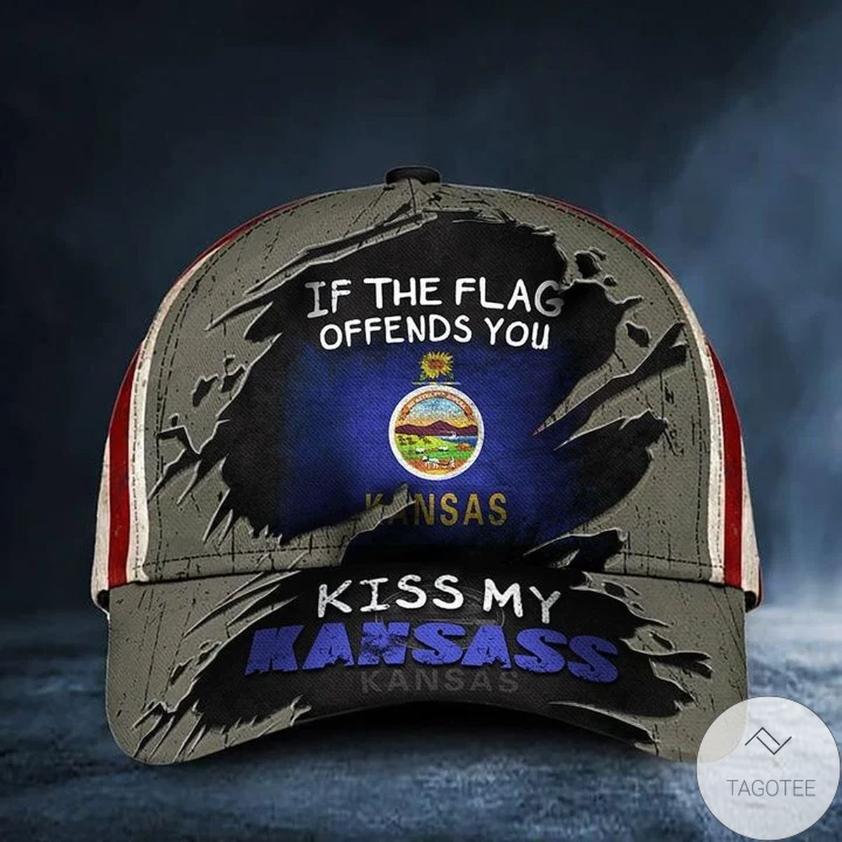 If You Flag Offends You Kiss My Kansass Cap USA Flag Proud State Of Kansas Hat Unique
