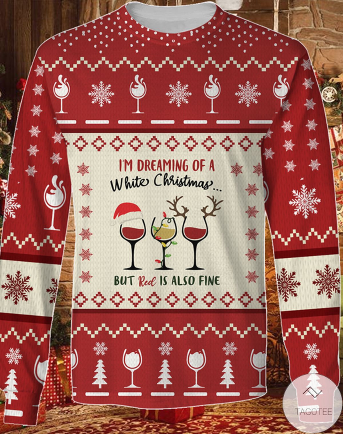 I'm Dreaming Of A White Christmas Wine Glasses Ugly Christmas Sweater