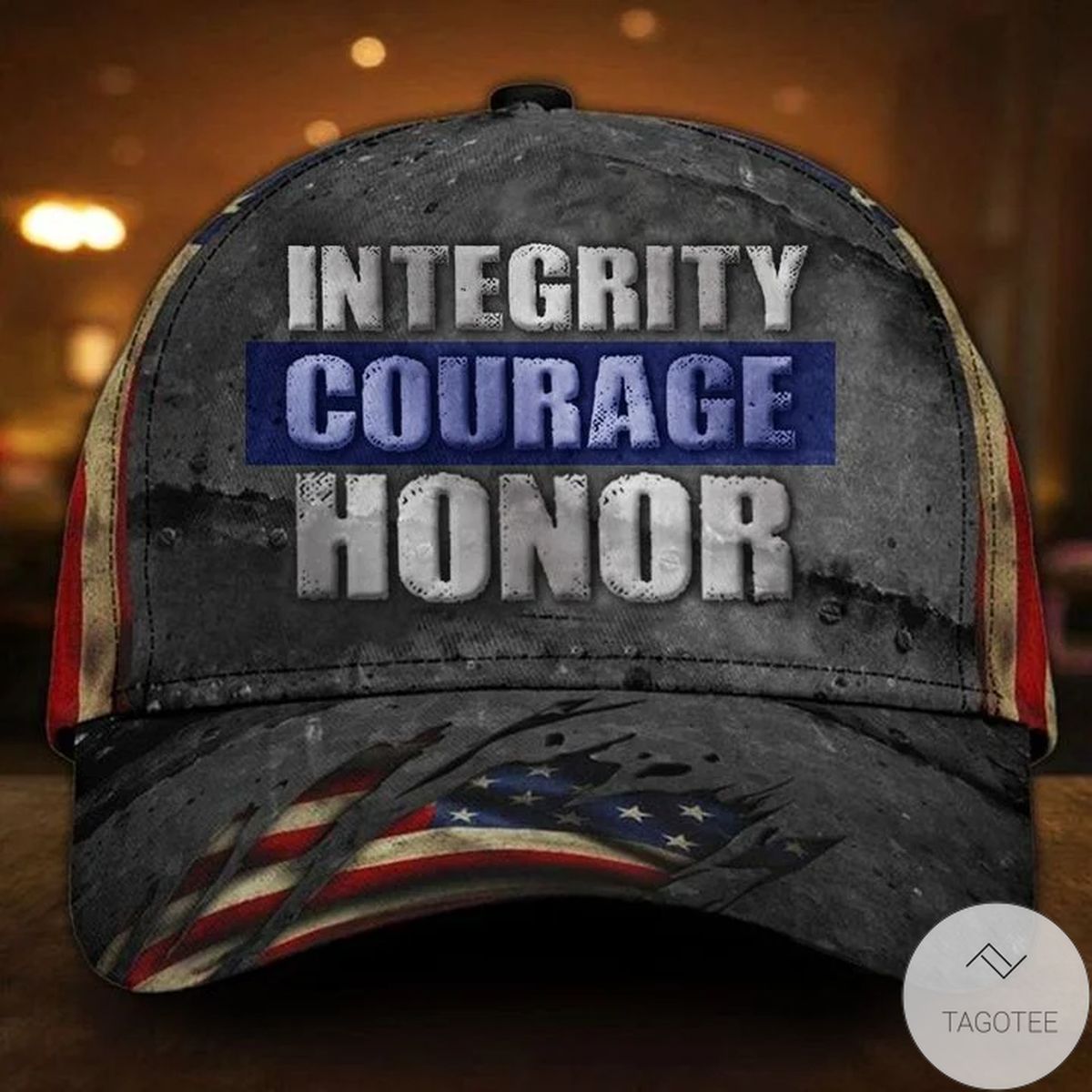 Integrity Courage Honor Blue Line Hat American Flag Cap Honoring Police Law Enforcement