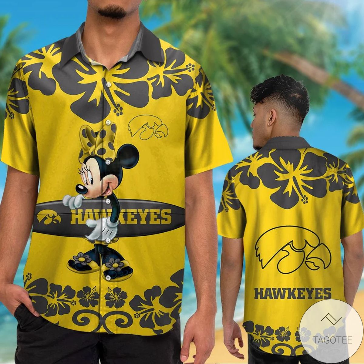 Iowa Hawkeyes & Minnie Mouse Hawaiian Shirt