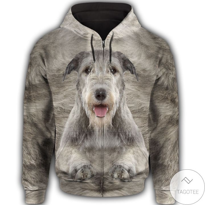 Irish Wolfhound Face All Over Print Unisex Zip Hoodie