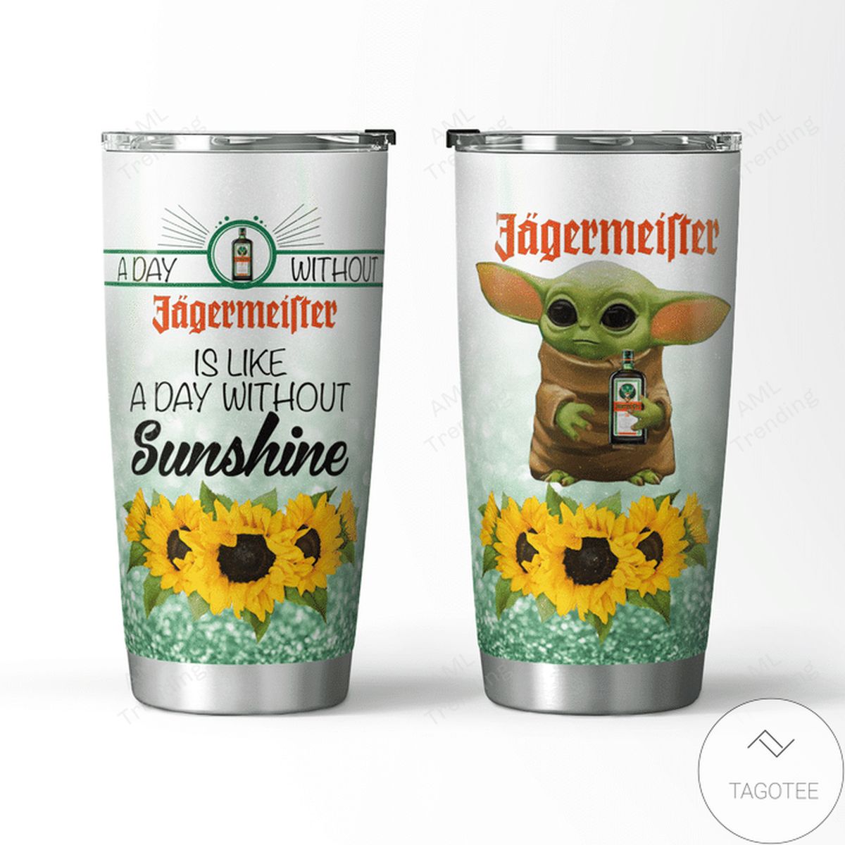 Jagermeister With Baby Yoda And Sunflower Tumbler