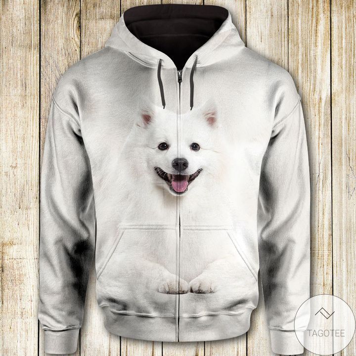 Japanese Spitz Face All Over Print Unisex Zip Hoodie