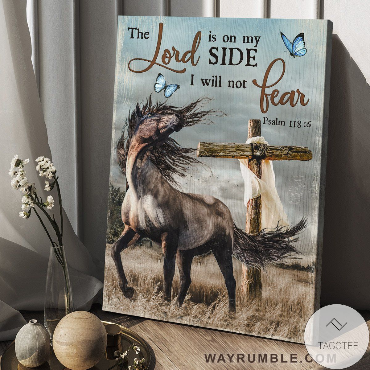 Jesus Wild Horse And Wooden Cross The Lord Is On My Side  Canvas