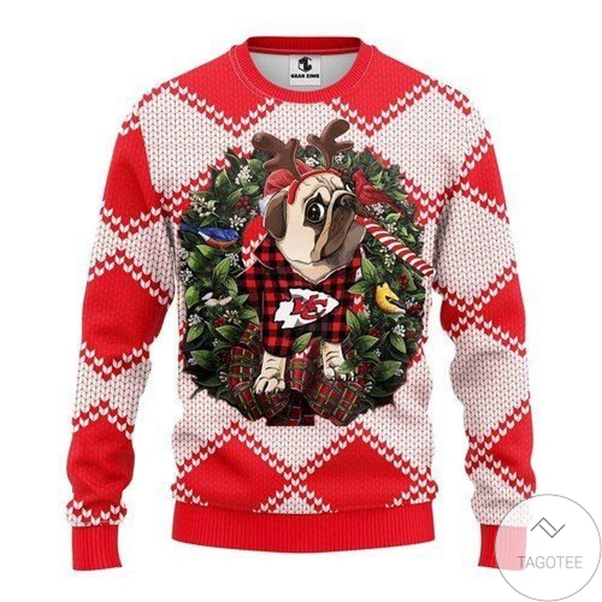 Kansas City Chiefs Pug Dog For Unisex Ugly Christmas Sweater
