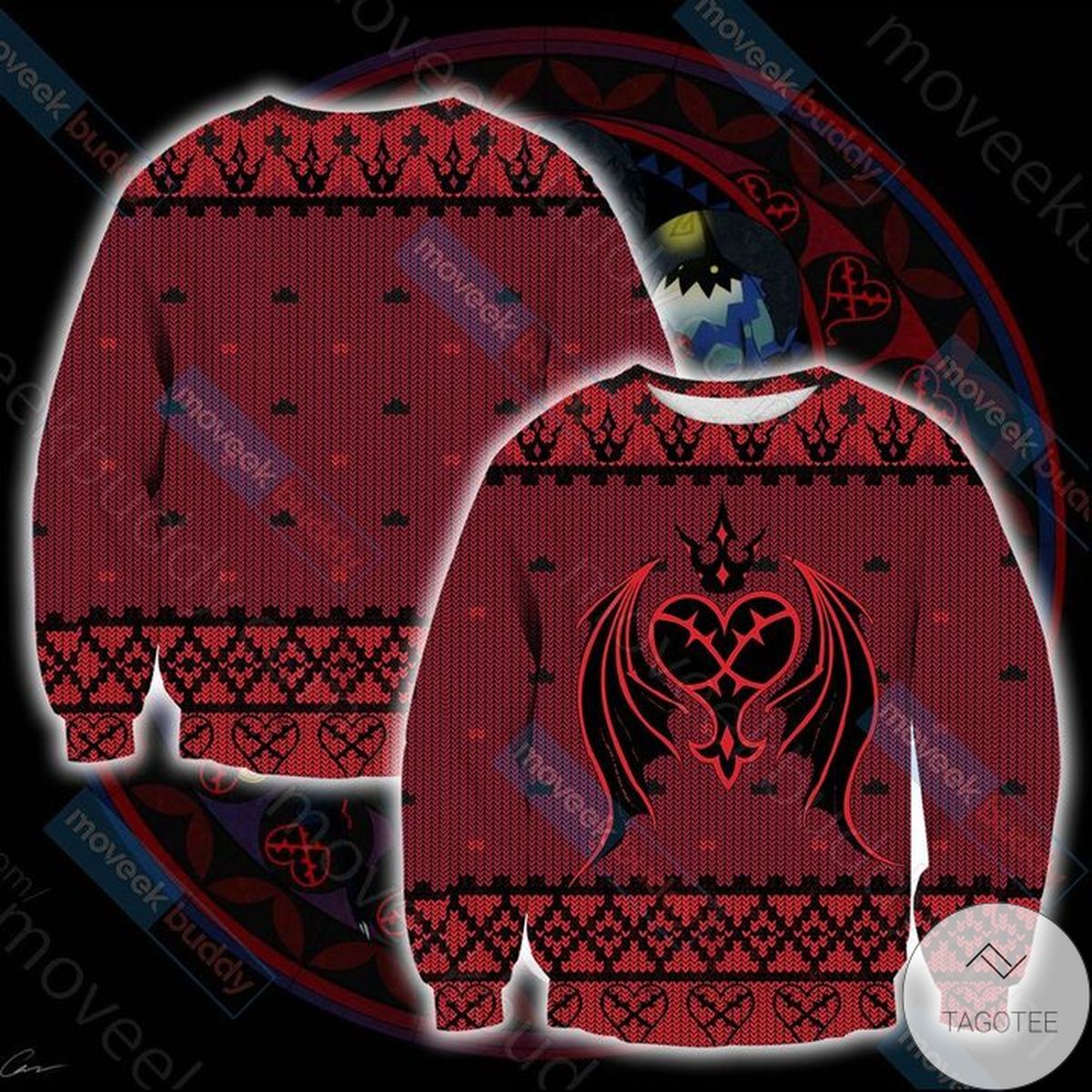 Kingdom Hearts Heartless Symbol Ugly Christmas Sweater