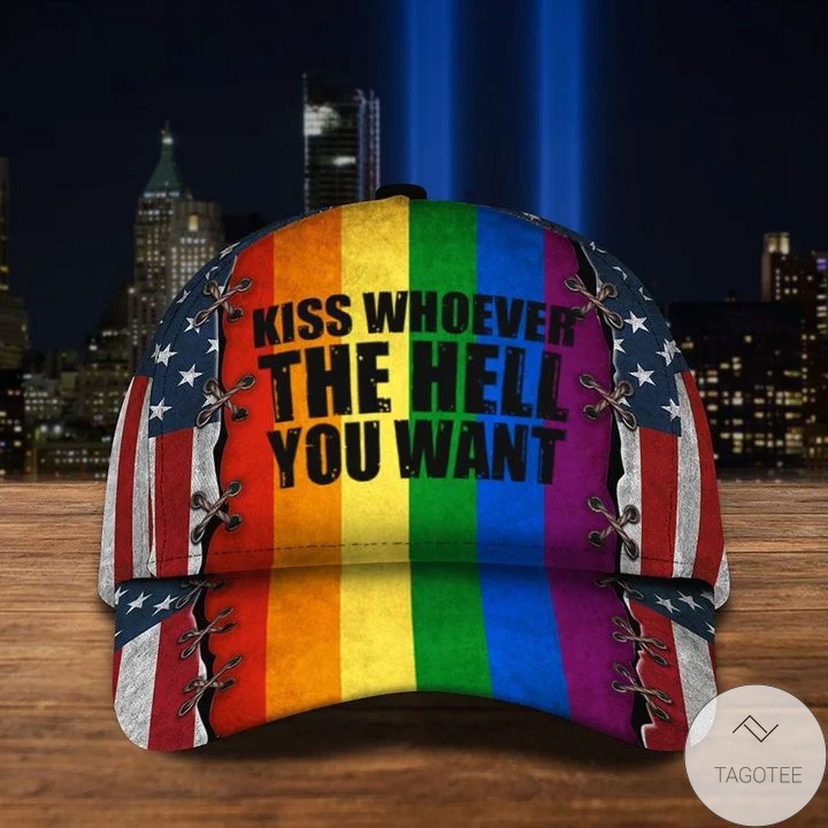 Kiss Whoever The Hell You Want LGBT Flag Hat American Flag Pride Baseball Cap LGBT Merch