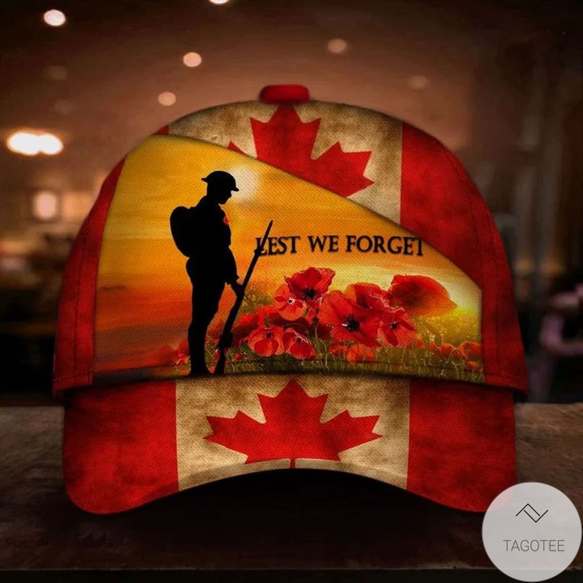 Lest We Forget Canada Flag Cap Patriotic Vintage Memorial Day Honor Veteran Canadians