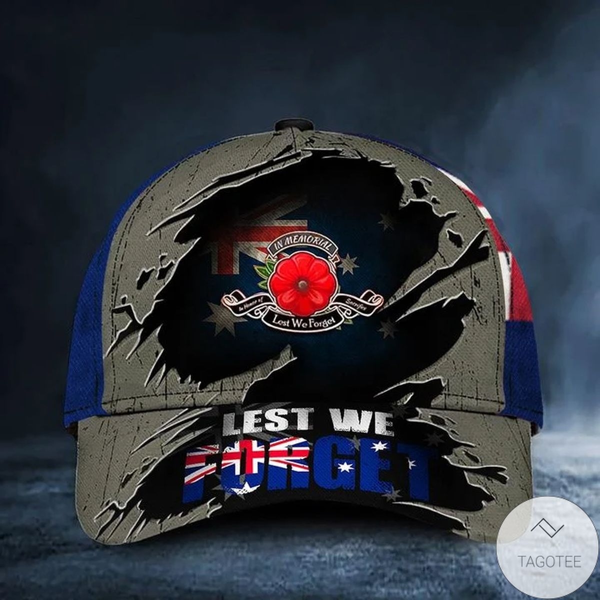 Lest We Forget Poppy Australian Flag Hat Remembrance Anzac Day Veteran Memorial Cap