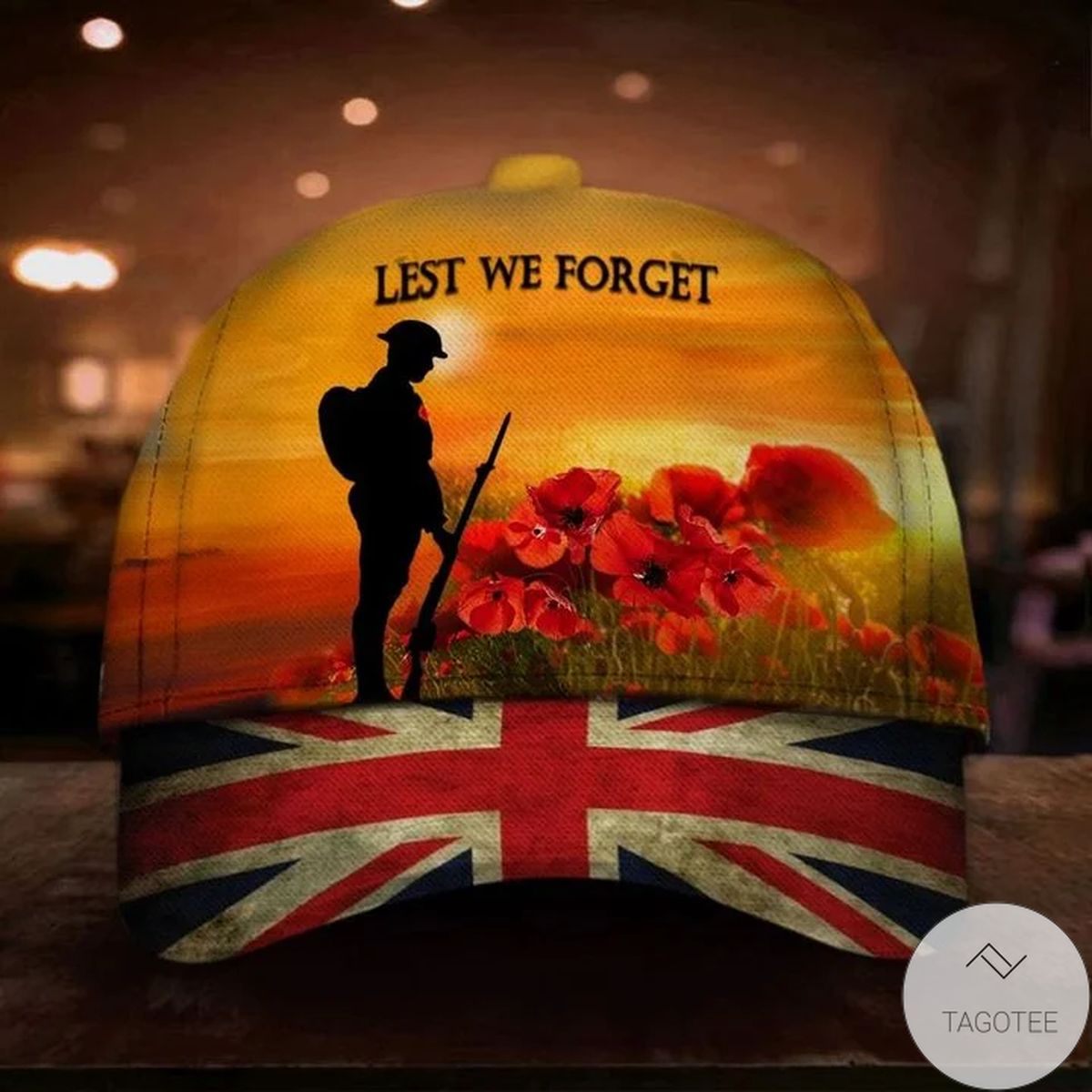 Lest We Forget UK Flag Cap Patriotic Remembrance Memorial England Veterans Day Gift