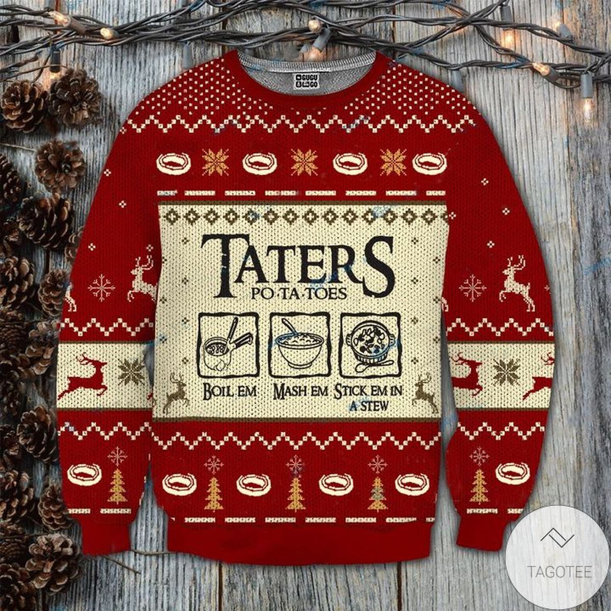 Lord Of The Rings Taters Potatoes Red Ugly Christmas Sweater