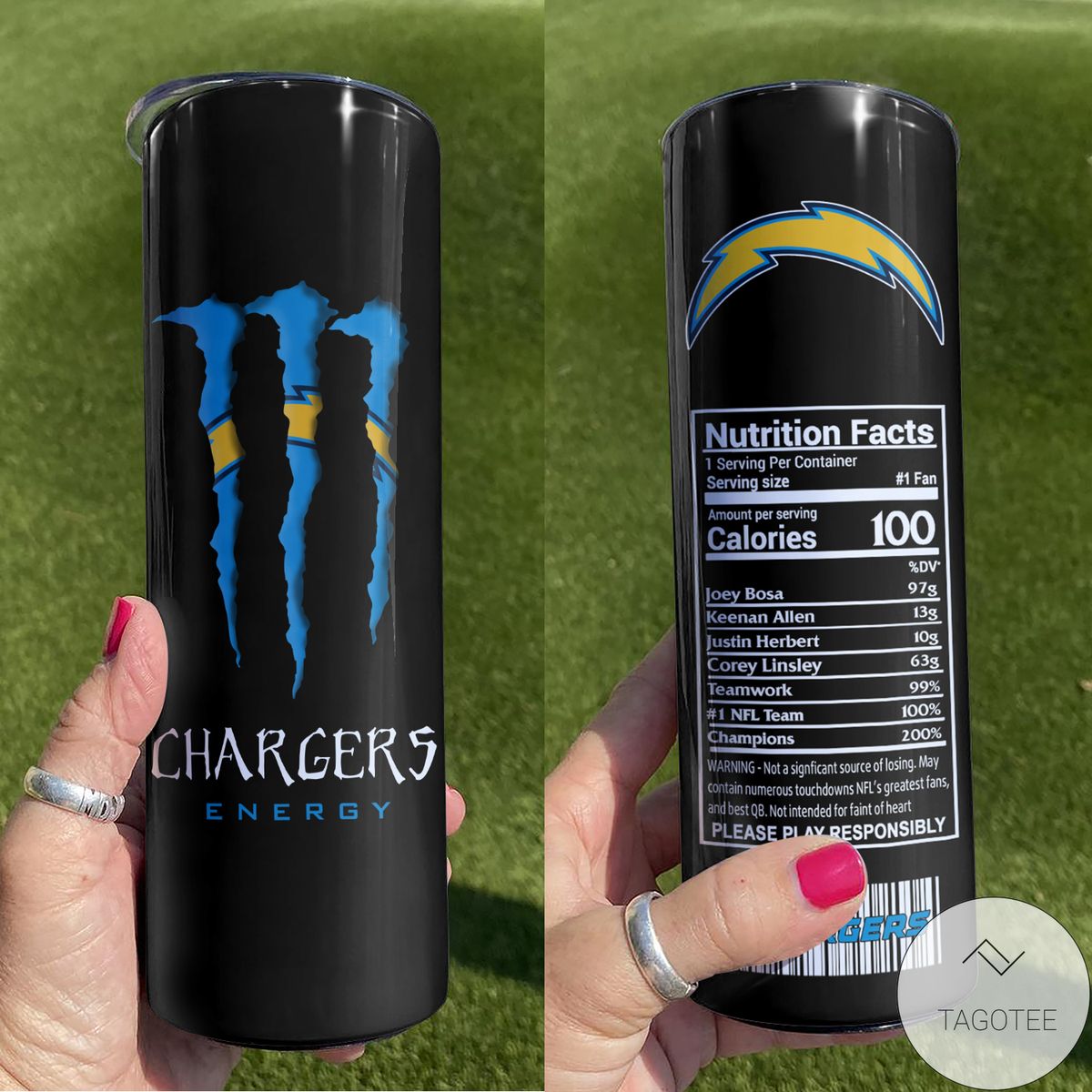 Los Angeles Chargers Monster Energy Skinny Tumbler