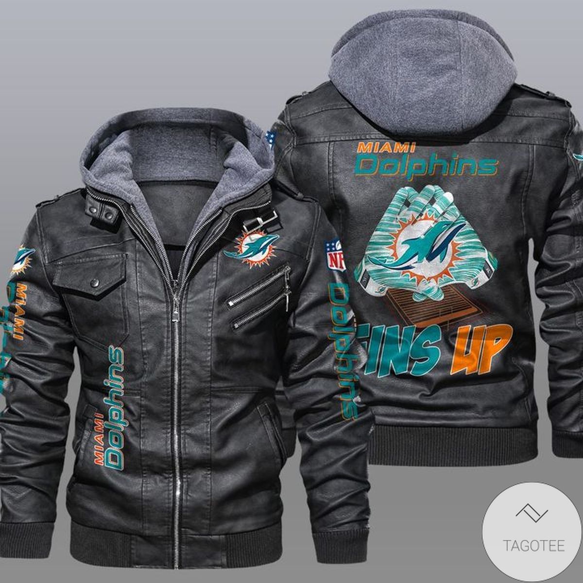 Miami Dolphins 2D Leather Jacket