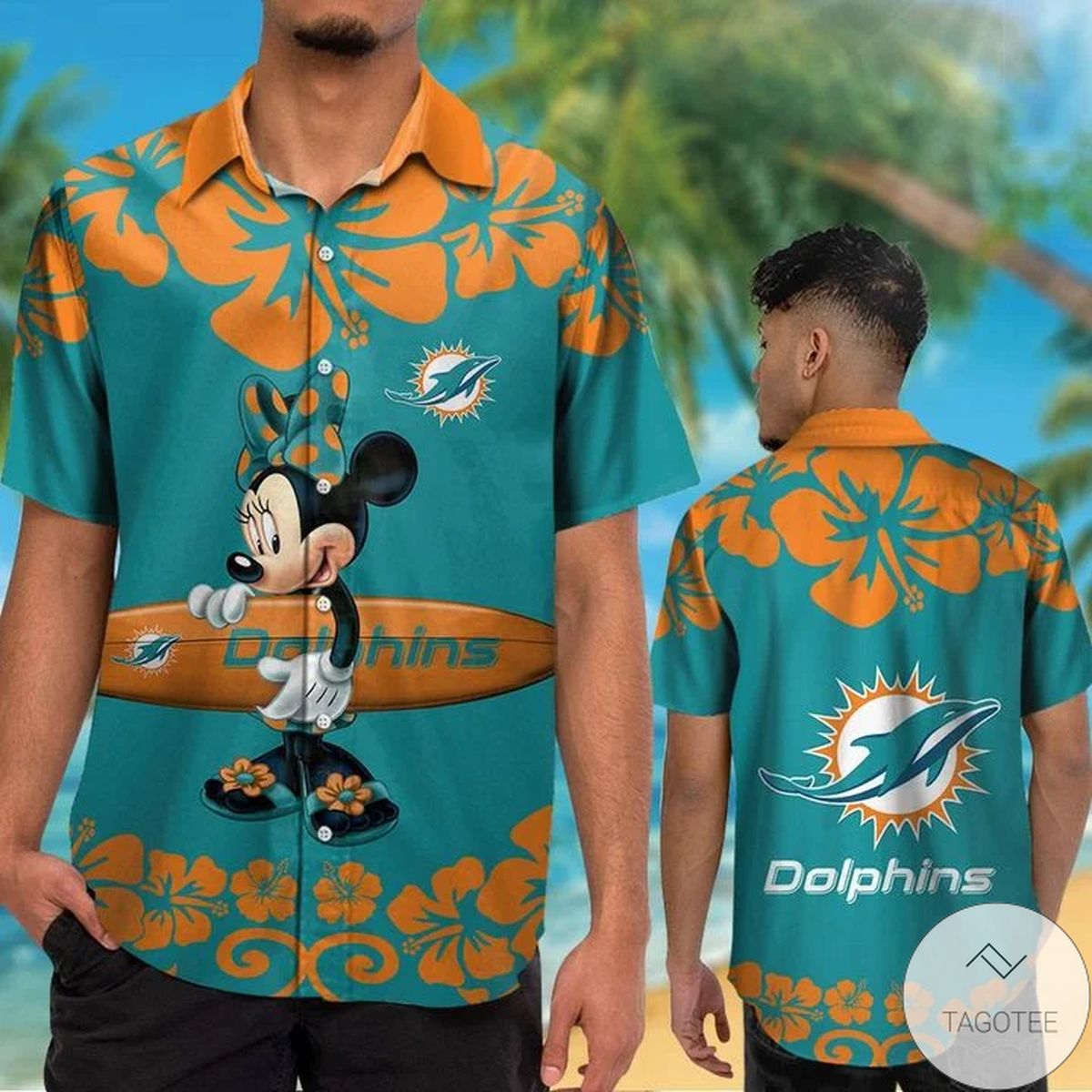 Miami Dolphins & Minnie Mouse Hawaiian Shirt